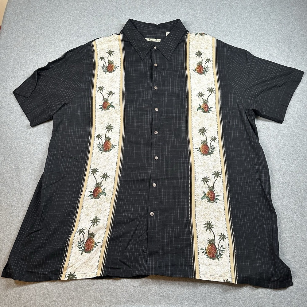 Batik Bay Hawaiian Shirt 2XLT Rayon Pineapple Panel Tropical Aloha Vintage